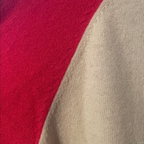 Halogen Womens XL Bright Pink Tan/Baby Pink 100% Cashmere Long Sleeve Sweater - Picture 6 of 9